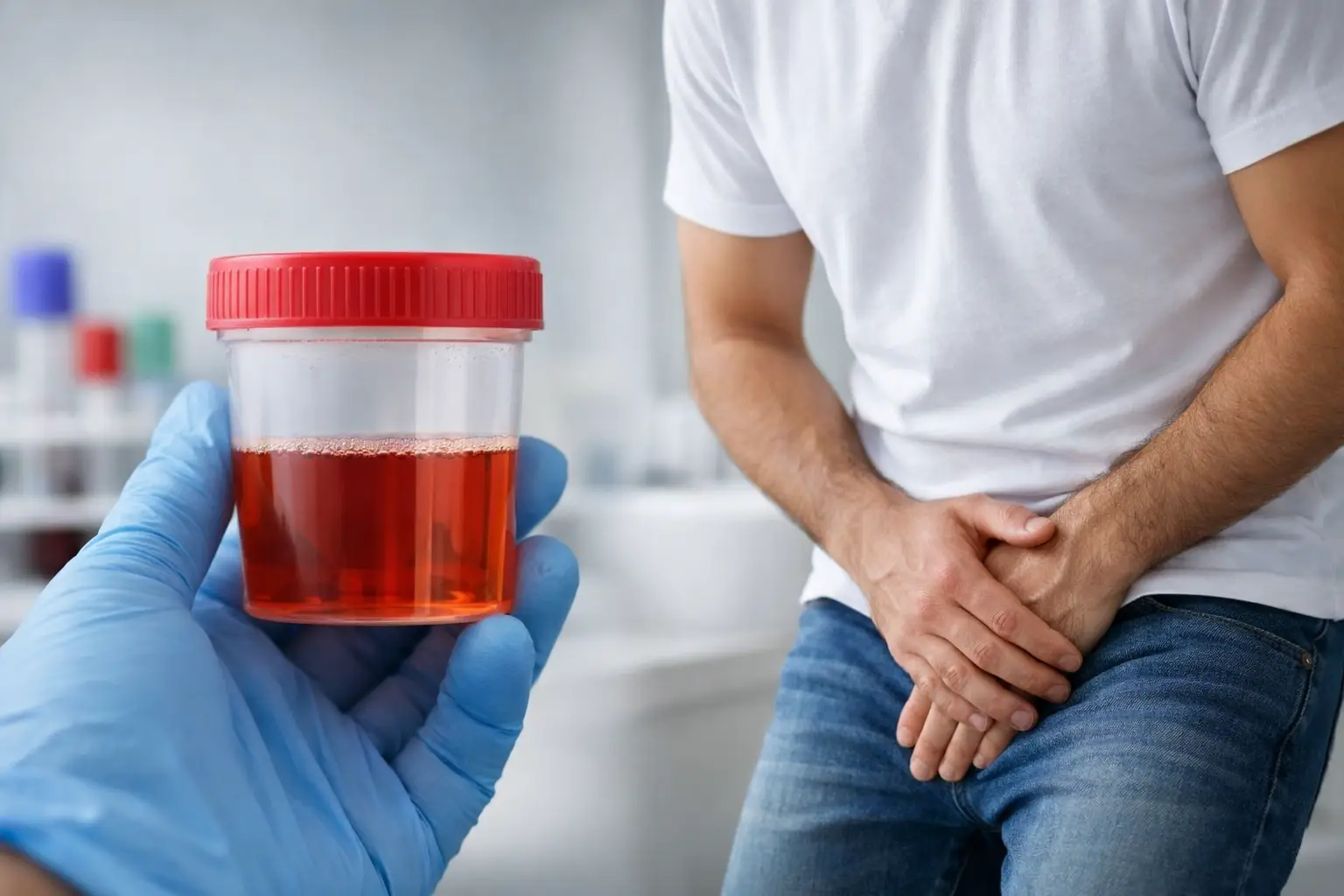 Sangre en la orina en hombres: causas comunes