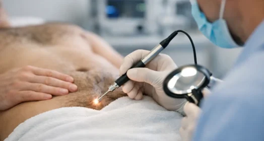 Fulguración de verrugas genitales hombre