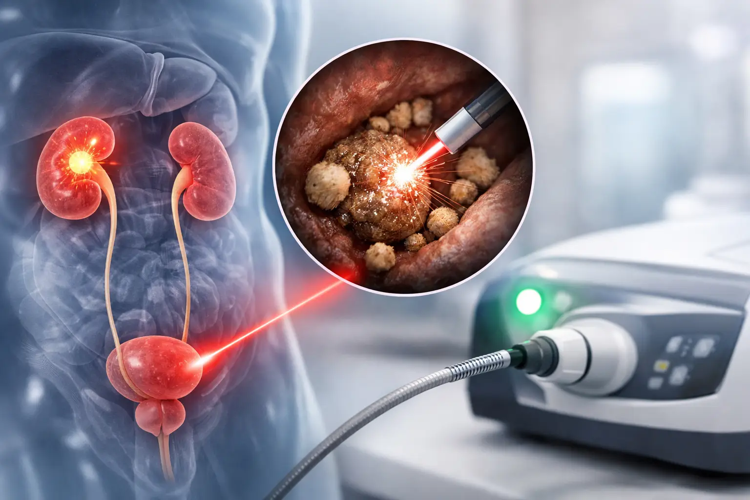 Láser para la litiasis urinaria y sus beneficios